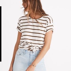 Madewell Striped Cotton Knot-Front Tee, Size XS